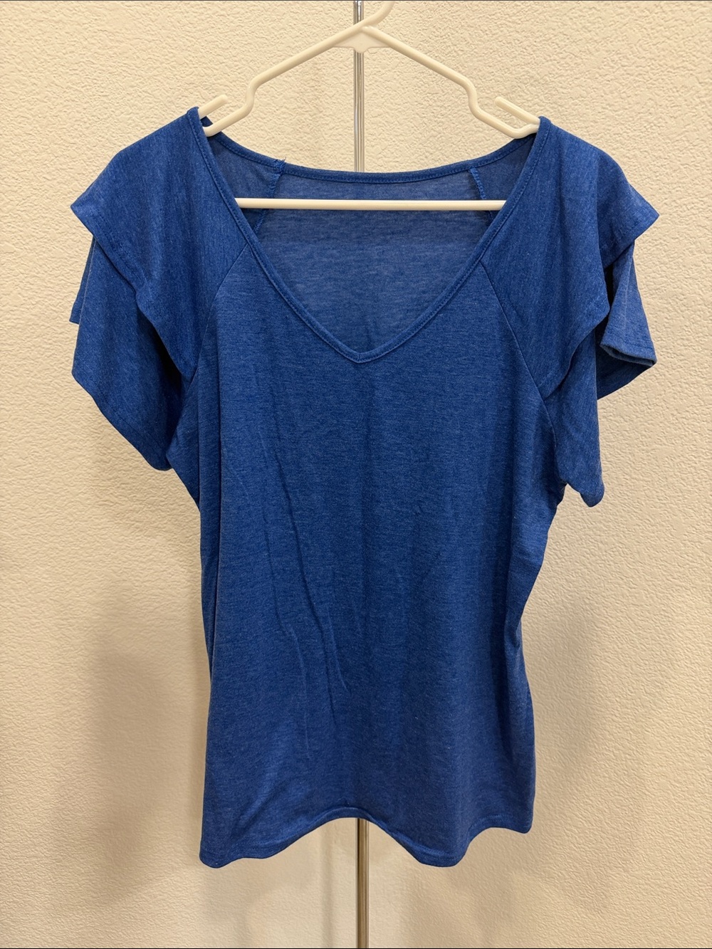 Women’s V-Neck Flutter Sleeve Top - Blue